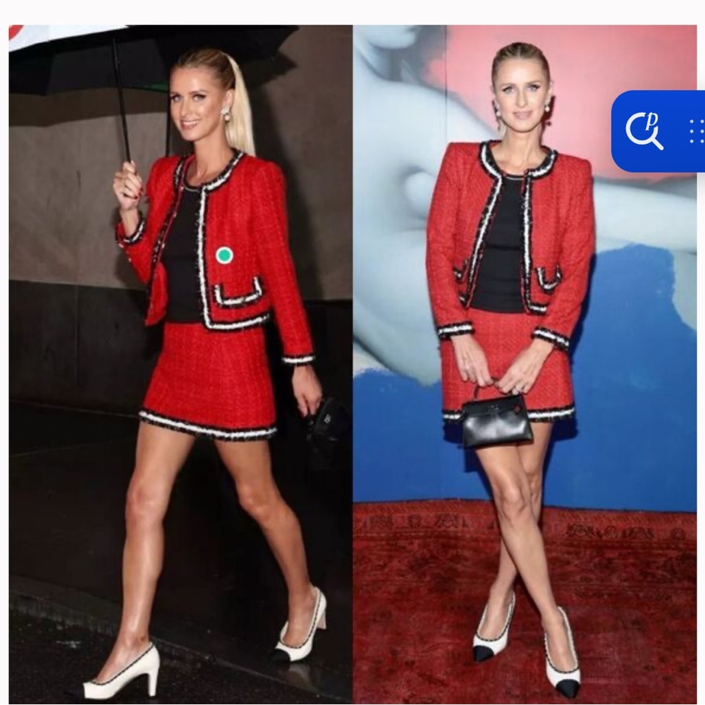 Alice + Olivia Red Blazer and Skirt Set